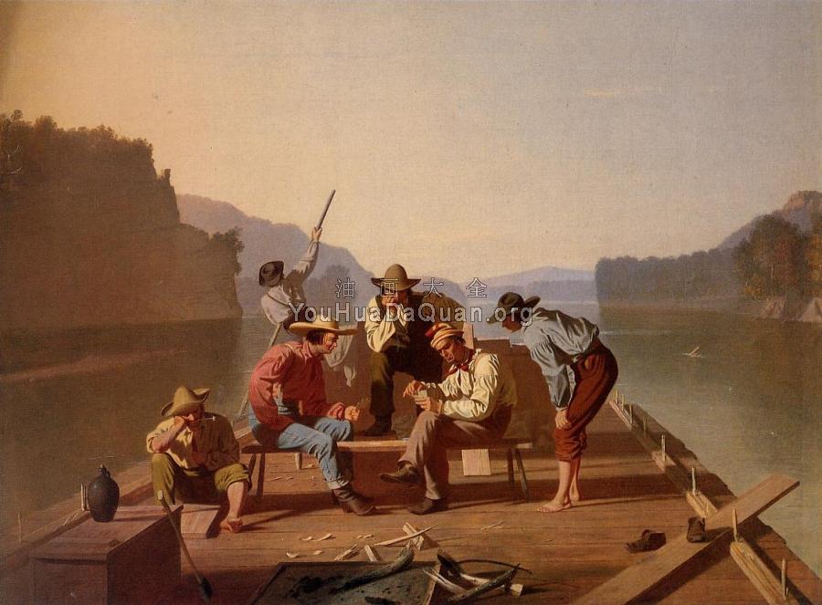 Raftsmen Playing Cards - 乔治·迦勒宾·宾汉姆